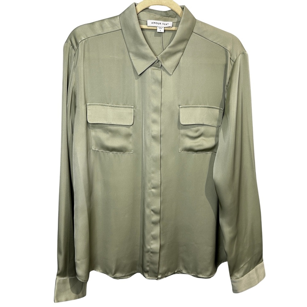 NWT - Bixby Pocket Blouse - Mint Green L